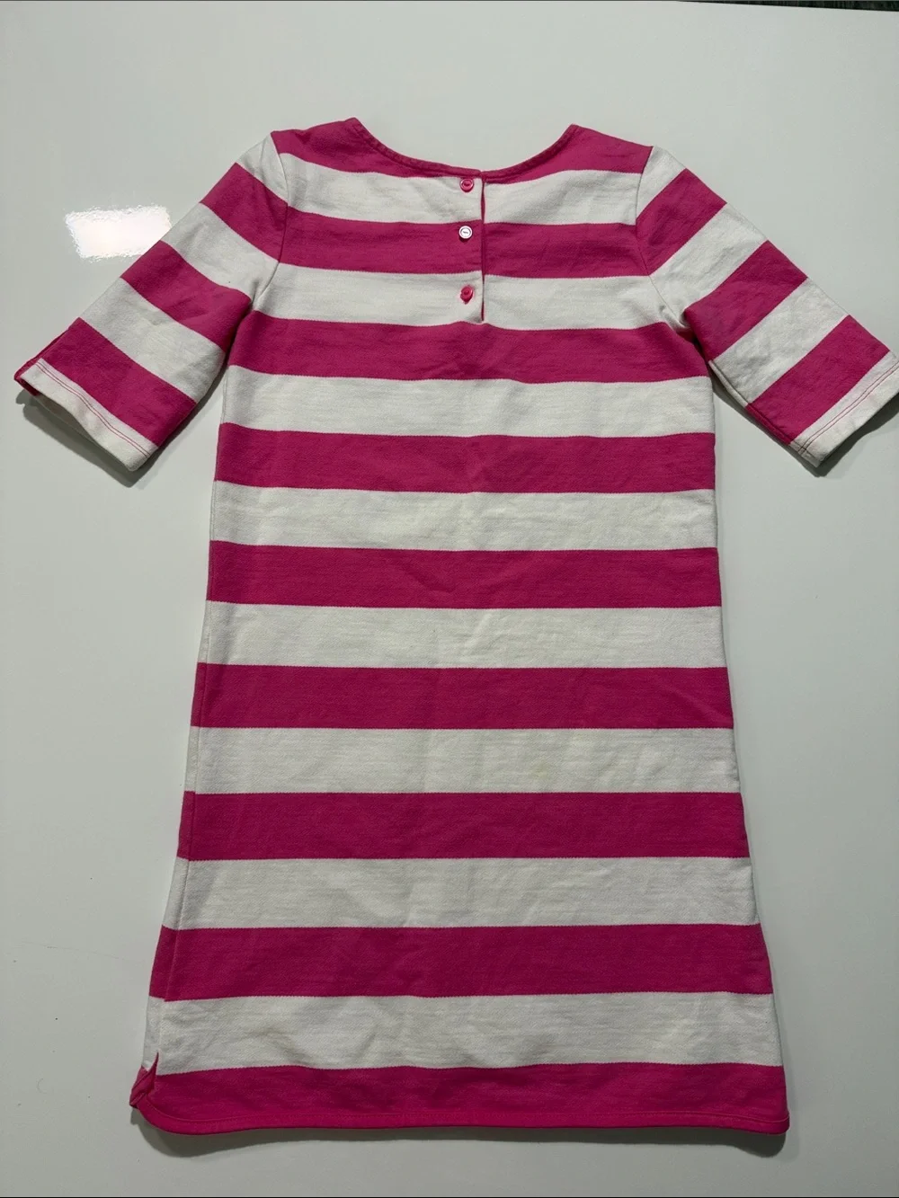 Gymboree Girls Dress Pink White Striped Sequin Bird Soft Knit A Line Sz 12